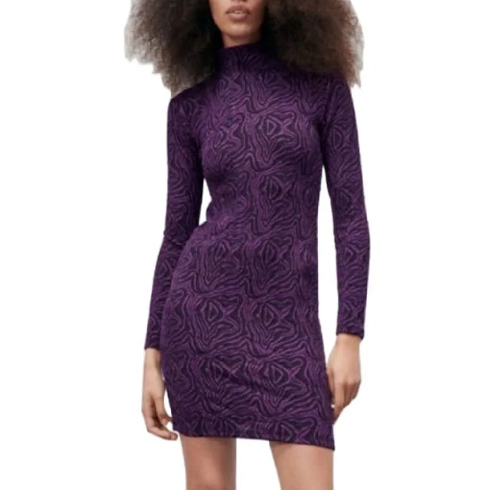 ZARA DRESS JACQUARD PURPLE | 5644/850